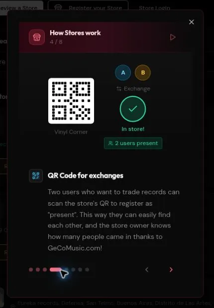 Official GeCoMusic demo: a store QR code for collectors' swaps